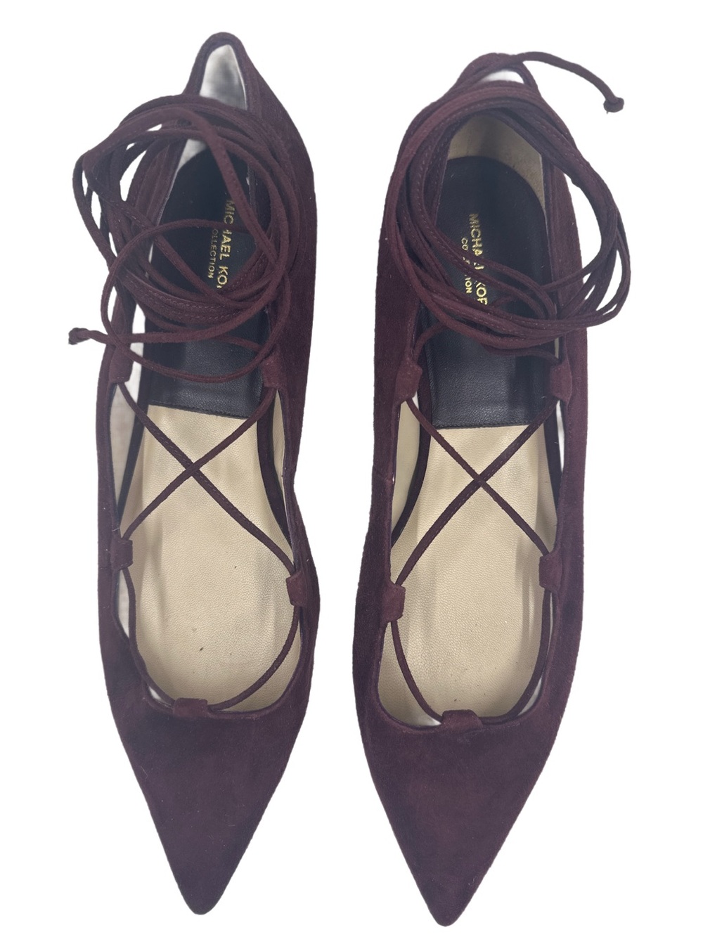 Michael Kors Collection Kallie Burgundy Suede Lace-Up Flats IT41 US11